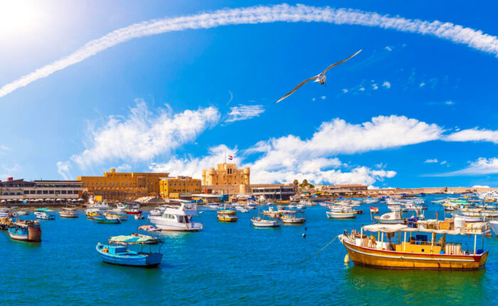 A great picture of the boats in front of Qaitbay Citadel in Alexandria