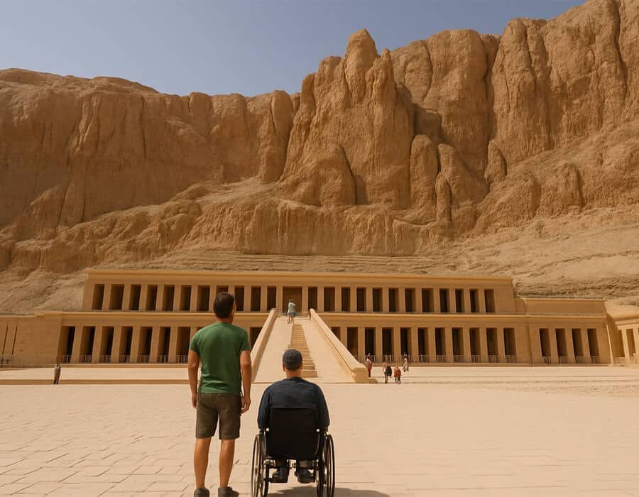 Wheelchair accessibility at the Temple of Hatshepsut in Luxor, Egypt