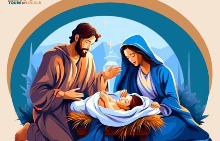 Illustration of the Holy Family in Egypt, a wonderful picture for Egyptian tourism.
